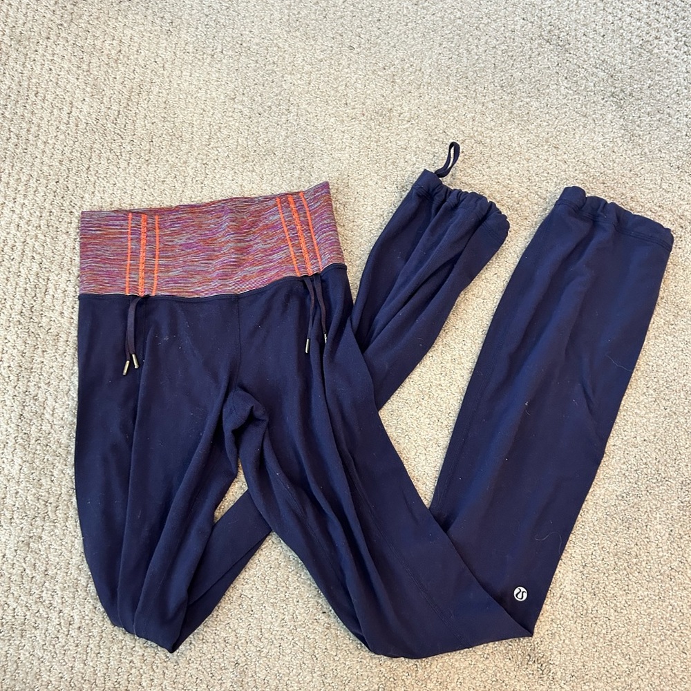 HERS - Lululemon leggings - navy with fun colorful waist detail!